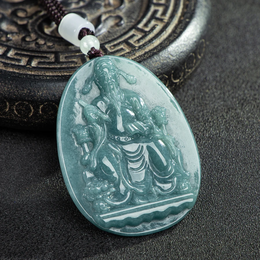 

TIMESWIND светло-голубой натуральный нефрит А-типа Вэнь Чанг император резной кулон мужское ожерелье с сертификатом