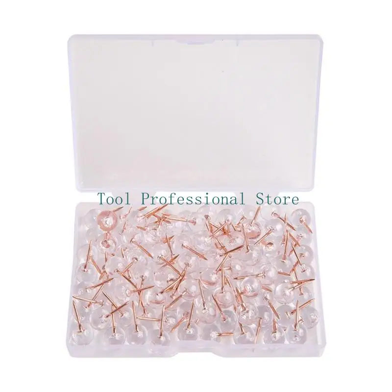 57QF 100pcs Gold oro tachuelas gran tamaño con diseños elegantes cabeza redonda transparente para tablas y