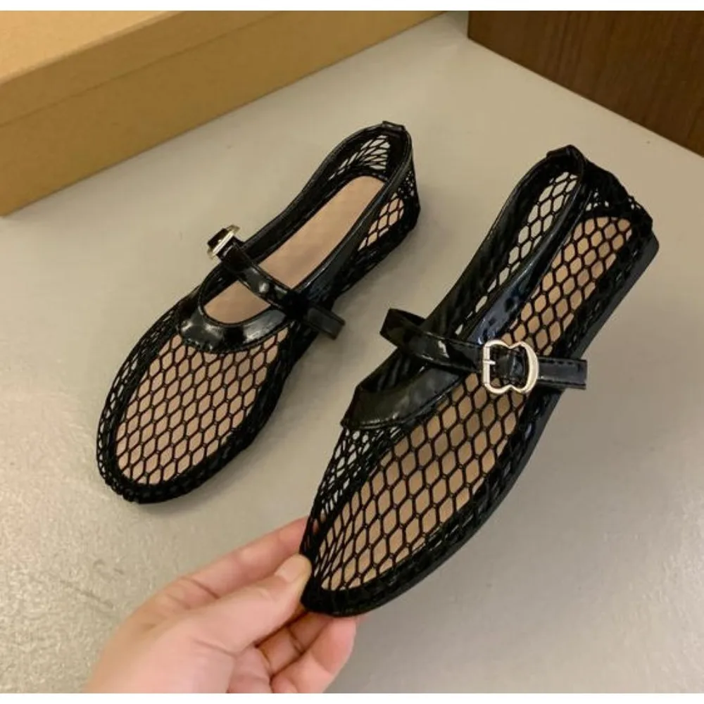 

Women Mesh Ballet Flats Fishnet Ballerina Flats Comfortable Round Toe Ballet Shoes Breathable Casual Walking Shoes for Commuting