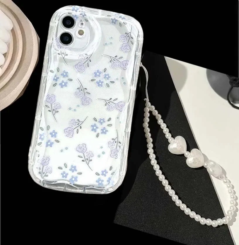 Przezroczyste etui z łańcuszkiem w kształcie serca i kwiatów do Xiaomi Redmi Note 14 Pro 5G 13 12 11 10 9 Plus 10s 11s Turbo 4 14C 13C Cover Si