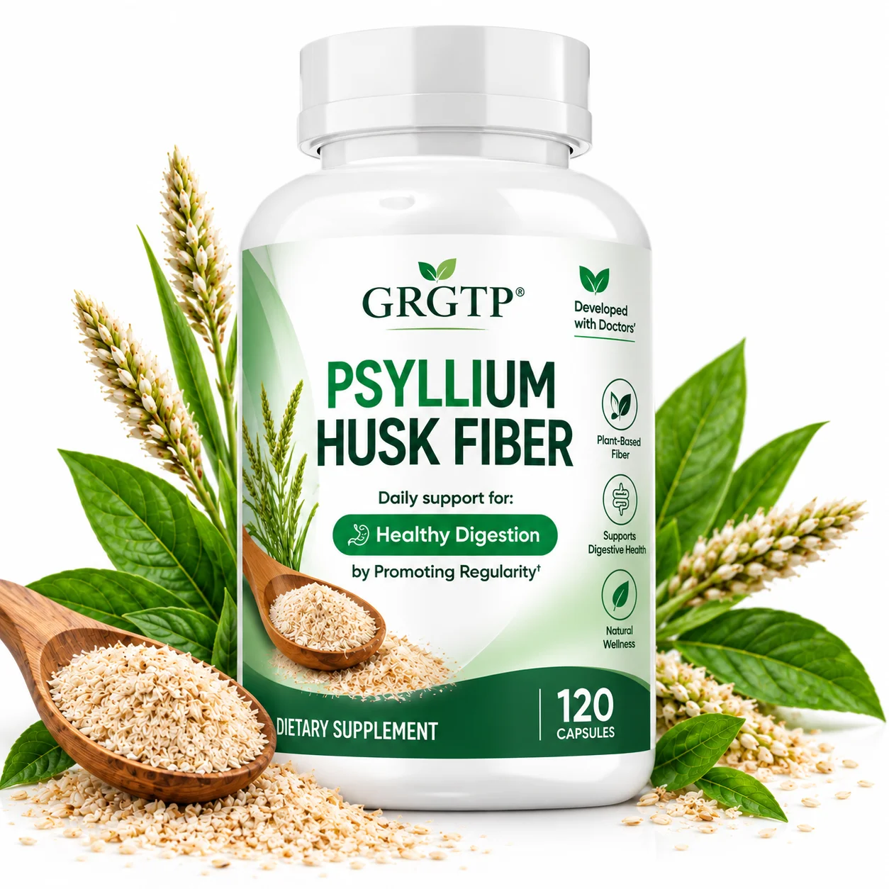 Psyllium Husk Fiber - Regular Bowel Movements, Reduce Bloating, Metabolism, Support Digestive Health, Enhances Cellular Energy