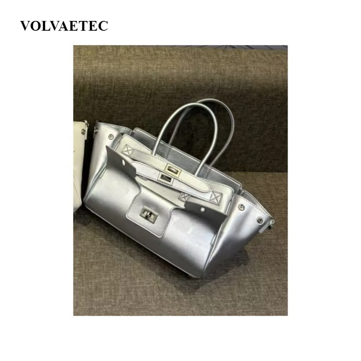 VOLVAETEC Multi-pocket Cowhide Locomotive Bag Mini2025 New Handbag Punk Lock Tote Wing Bag Fashion Trend Casual Versatile