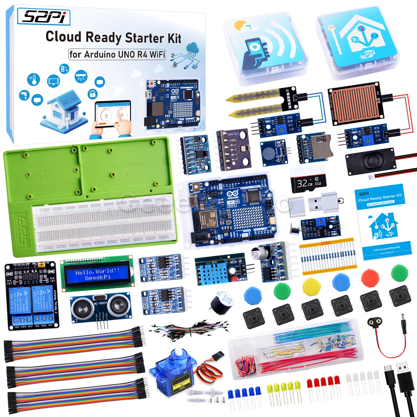 Cloud Ready Starter Kit for Arduino UNO R4 WiFi IoT Integration Sensors