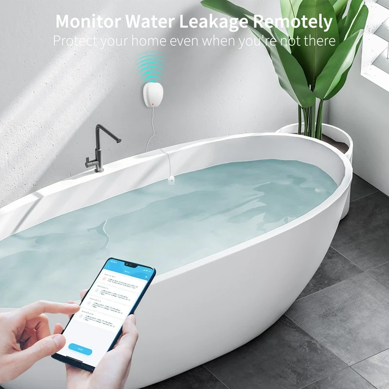 Sensore di allarme dell'acqua rilevatore di perdite d'acqua Wifi avvisi di perdite di inondazione di troppopieno monitoraggio remoto notifiche di perdite