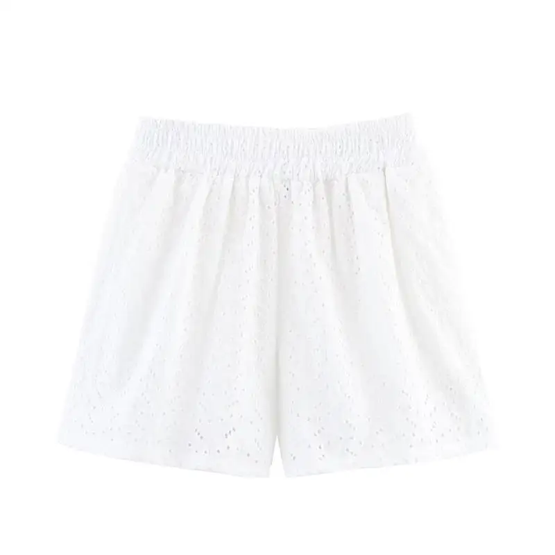 

High Waist Shorts Summer Women's 2025 New Embroidered Elastic Waist Women's Shorts Street Chic Leisure Holiday Shorts
