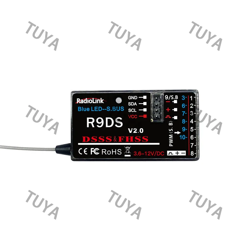 R9DS RC Receiver, 9/10CH Channels, 4000M Control Distance, Real-time Telemetry, for Helicopter, Fixed-wing, Glider, Ro bot
