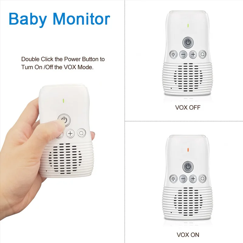 Baby Monitor Audio DBM-8 2‑Way Talk VOX Mode Night Light 2.4G Wireless Baby Audio Monitor Rechargeable 20H Standby Portable