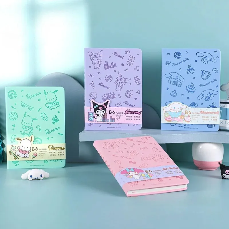 

Блокнот Sanrio My Melody Kuromi Cinnamoroll B6 из ПУ кожи, милая тетрадь, дневник, ежедневник, бумажный Органайзер, школьные и офисные канцтовары, 2024