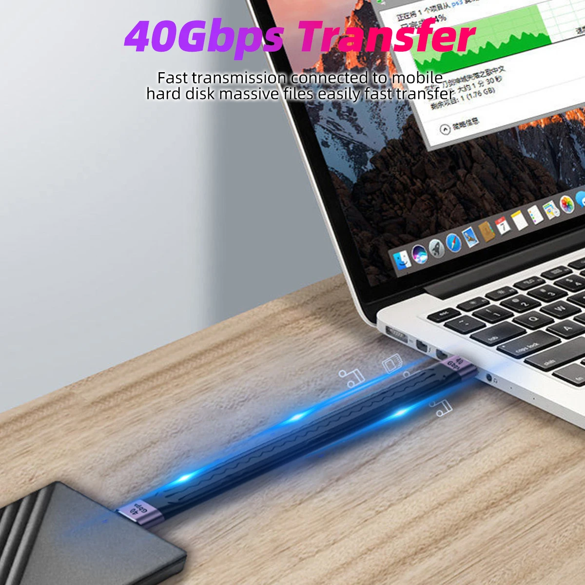 Kabel USB 4.0 Gen3 PD 100W 5A Szybkie ładowanie Kabel USB C do typu C Thunderbolt 3 4K@60Hz Kabel USB Tipo C 40 Gb/s Kabel do transmisji danych