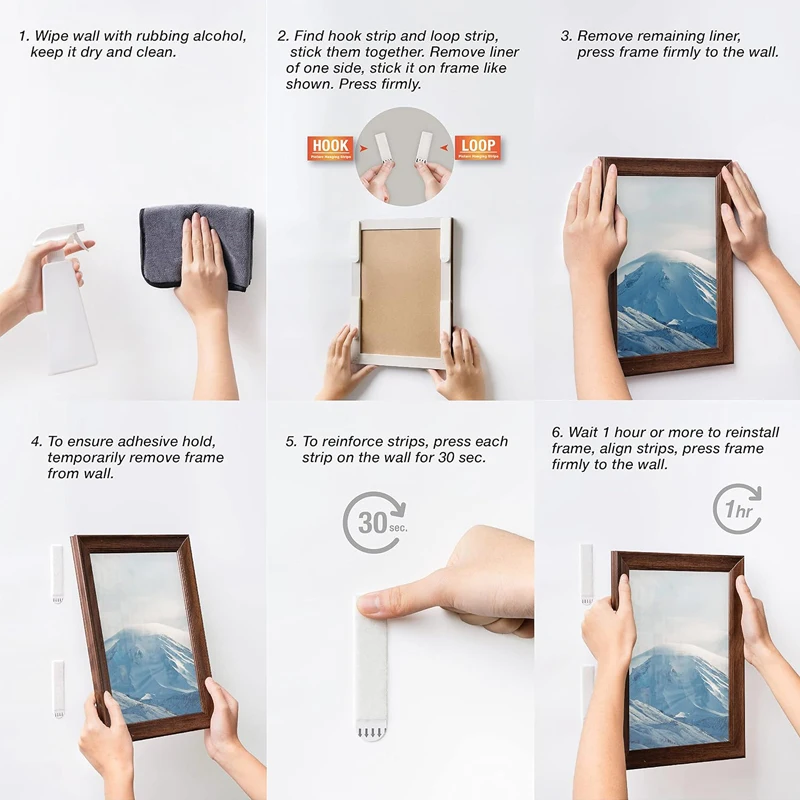 48pairs picture hanging strips frame heavy duty adhesive hook and loop mounting tapes damage free no nails picture hanger