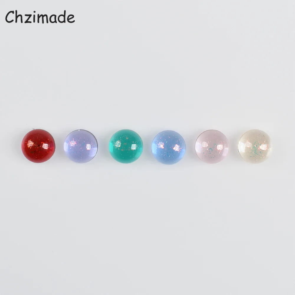 Chzimade 50ピース/ロットラウンドフラットカメオ樹脂光沢のある人形目6ミリメートルのためのぬいぐるみ人形のおもちゃdiyの縫製付属品