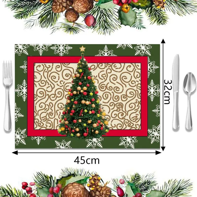 VIKAMA Christmas Tree, Christmas Meal Mat, Waterproof and Insulated Table Mat, Festival Party, Home Restaurant Table Decor Mat