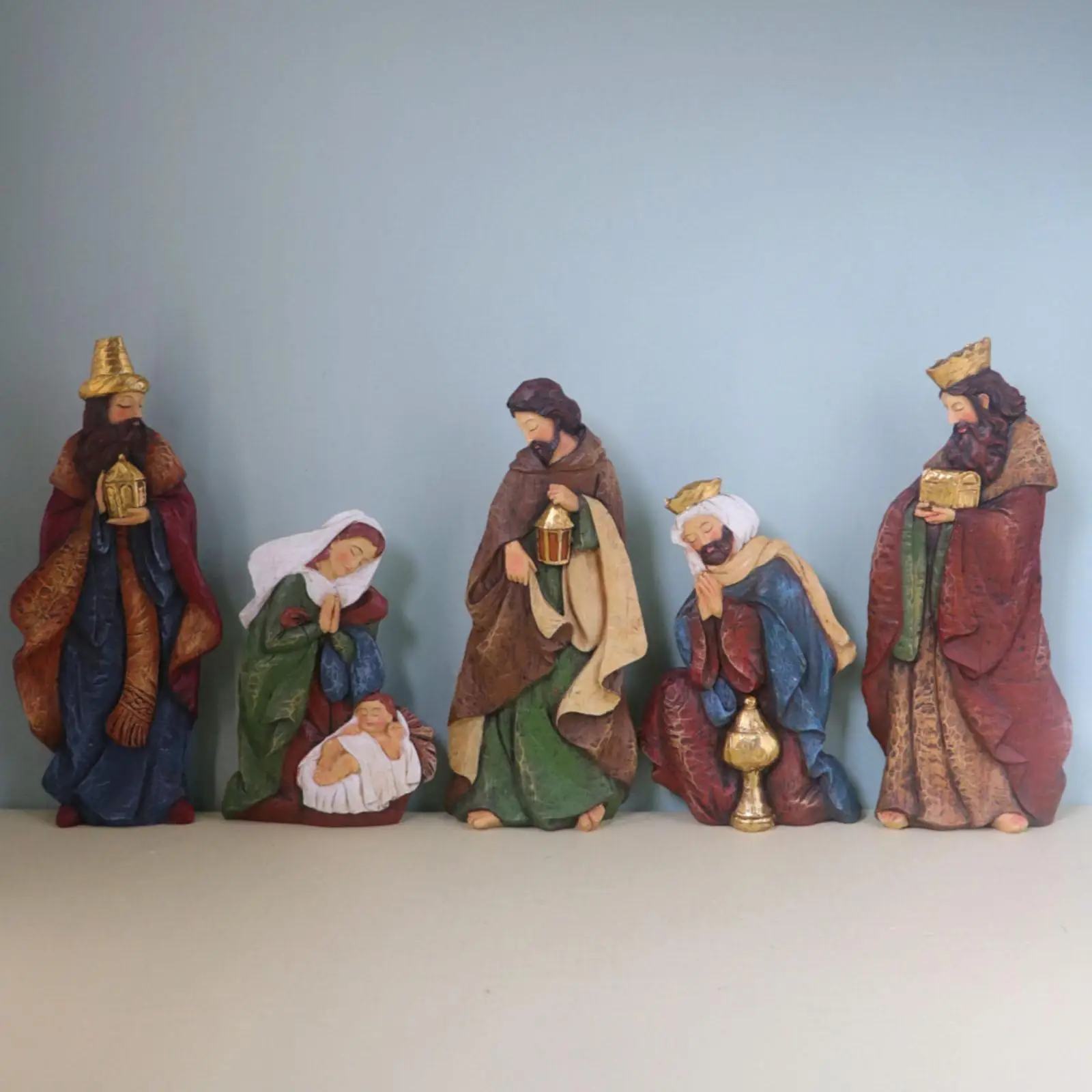 

Nativity Scene Figurine Set Birth of Jesus Resin Statue Resin Art Craft Collectibles Christmas Decoration for Festival Office