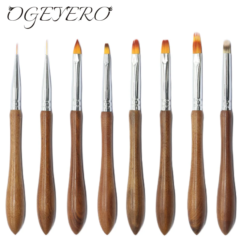 

OGEYEYRO Wooden Handle Nail Art Liner Brush For Manicure Acrylic UV Gel Extension Pen Nail Polish Painting Liner Brush Nail Art