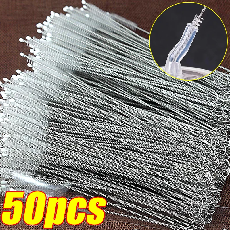 

1/50pcs Drinking Straw Cleaning Brushes Kit Straw Tube Pipe Cleaner Nylon Stainless Steel Long Handle Cleaning Tools for Straw