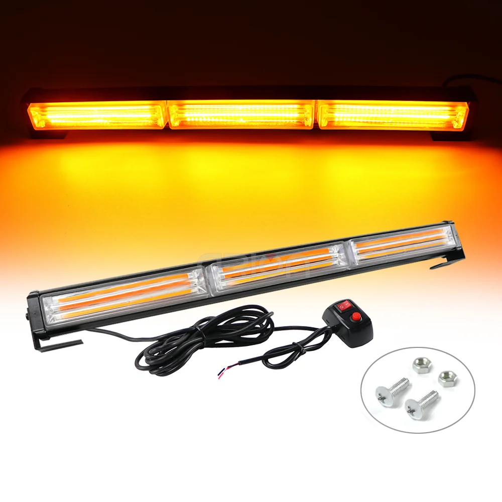 

18" COB LED Car Emergency Light Traffic Advisor Vehicle Strobe Light Bar Warning Flashing Modes Lamp 12V/24V Red Blue Amber