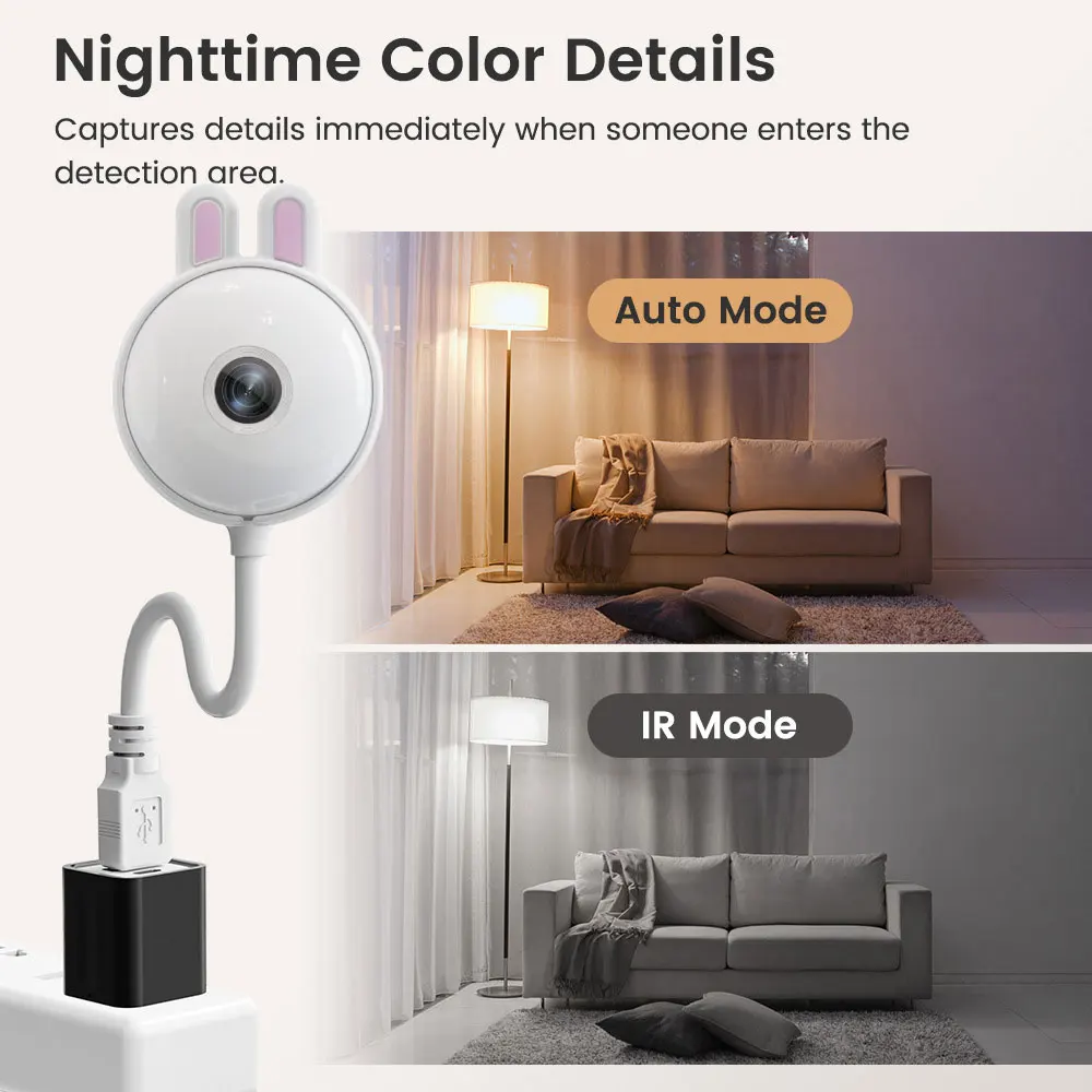 Tuya Mini WiFi Camera 2K Indoor Wireless USB Light Bulb Baby Monitor Home Security IP Camera Surveillance Auto Tracking Babe Cam
