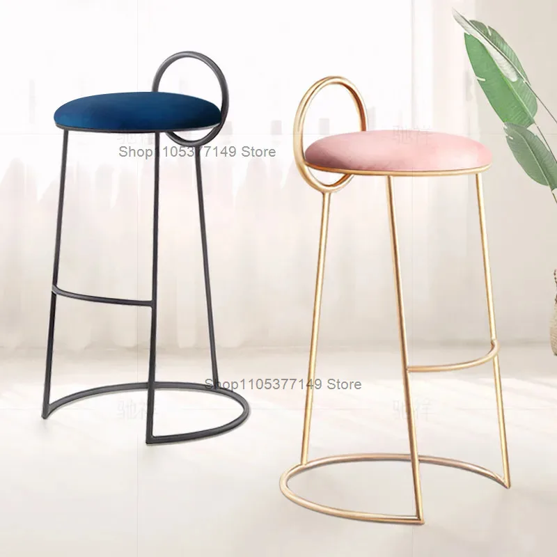 Taburete alto minimalista moderno, silla de bar de lujo ligero, taburete alto para mostrador de recepción, silla para uso doméstico con respaldo, para ocio