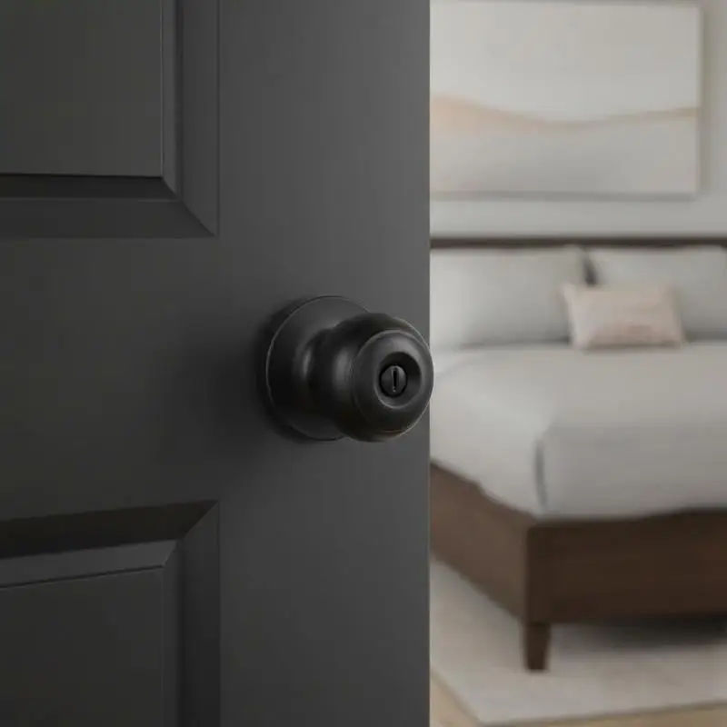

Matte Black Ball Doorknobs 6 Pack For Bedroom Bathroom Home, Interior Locking Hardware Thumb Turn Lever Metal Modern Design R