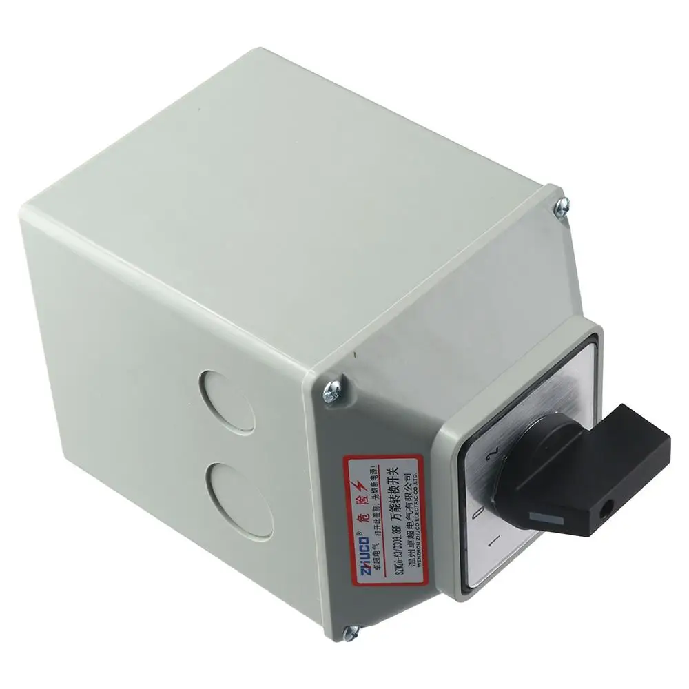 Universal Rotary Changeover Switch SZW26-63/D303.3BF with Master Switch Exterior Box 660V 40A 3 Position 12 Terminals 3 Phase