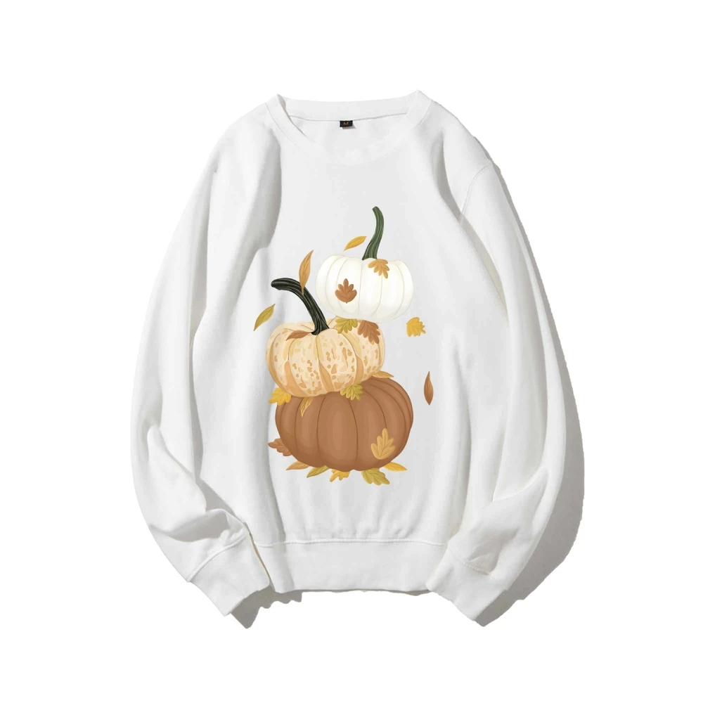 Grafisch sweatshirt Gestapelde pompoenen Herfstbladeren Print Herfst geïnspireerd Y2k Vrijetijdskleding Trendy Harvest Vibe Eenvoudige stijlkleding