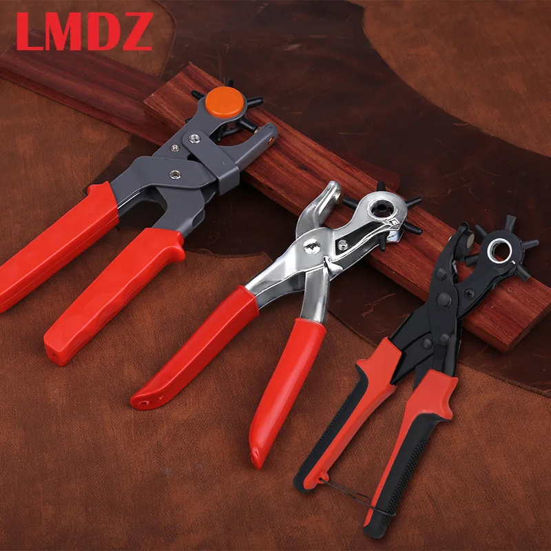 LMDZ Multi-Function Punch Pliers Round /Oval Hole Punching Pliers Leather Belt Hole Eyelet Puncher Revolve Sewing Machine