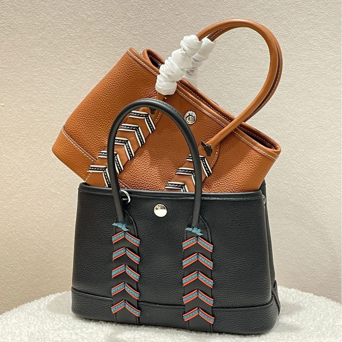 Tote Bag Handbag Crossbody, Mini Top Layer Cowhide Leather Wax Thread Handmade Simple Style, Garden Urban Mommy Female Bag