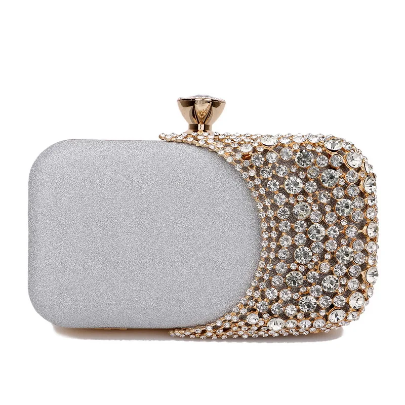 New Hollow Out Style Women Evening Bags Golden Luxury Party Wedding Chain Shoulder Clutch Flap Diamonds Purse