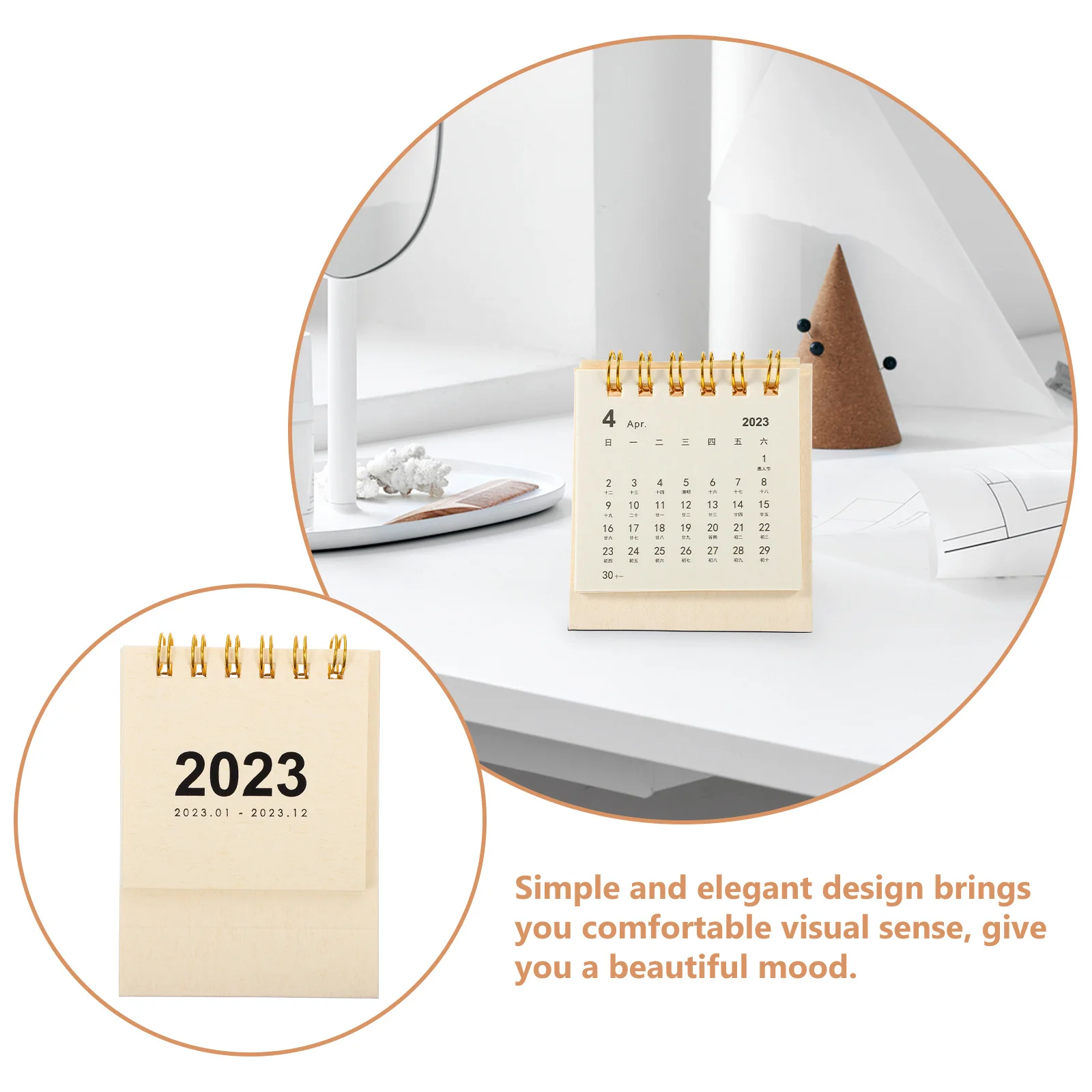 Portable Mini Calendar Delicate Standing Design Classic Style Household Month Calendar for Office Study Home Productive Planning