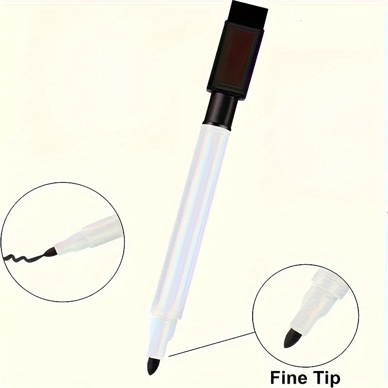20 عبوة من أقلام التحديد الجافة السوداء ذات الطرف المتوسط مع محايات مدمجة |   علامات السبورة البيضاء للاستخدام المكتبي والفصول الدراسية، الكتابة السلسة