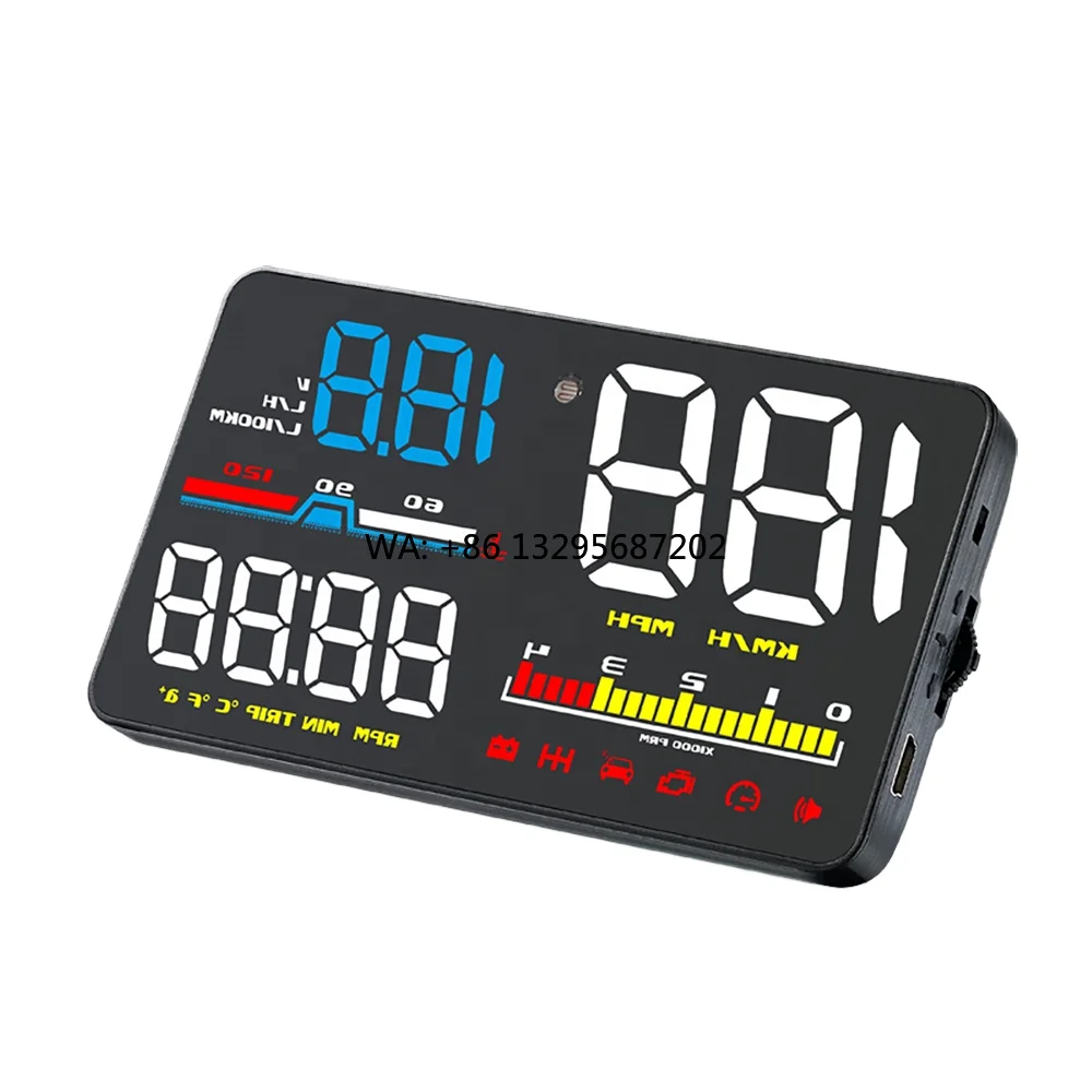

5 - Inch HUD Head up Display 2 Car Accessories Auto Meter for Speed/RPM Monitoring