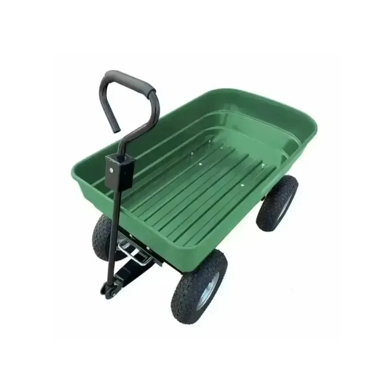 2026-4 Wheel Hand Pull Flatbed Truck Agricultural Folding Push Cargo Handling Dump Truck Handling Transportation Equipment