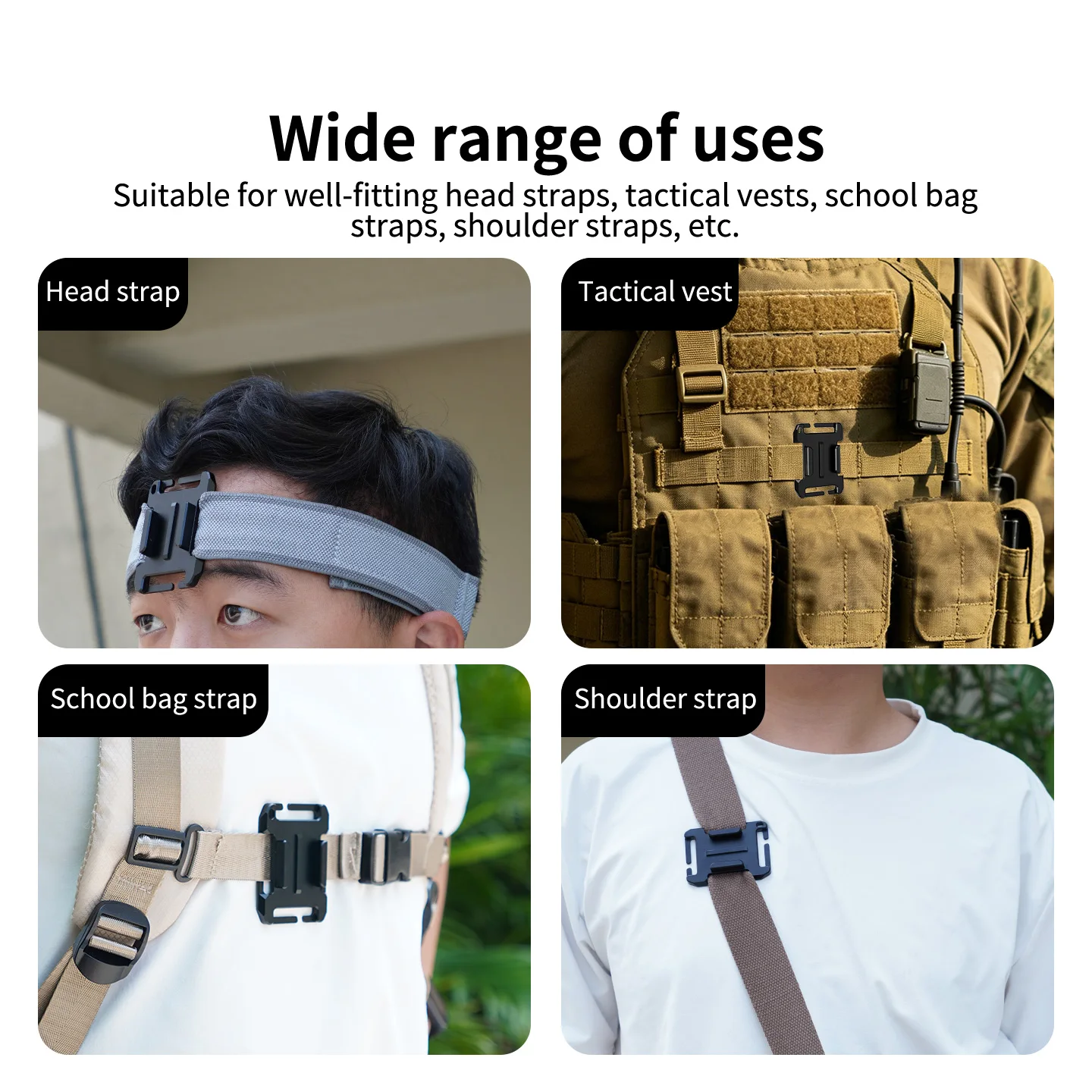 Taktische Outdoor-Kamerahalterung mit Schnalle und Haken für GoPro 13 12 DJI Insta360, Passend für 25-32mm Gurtband für MOLLE-Weste und Rucksack – Detail 13