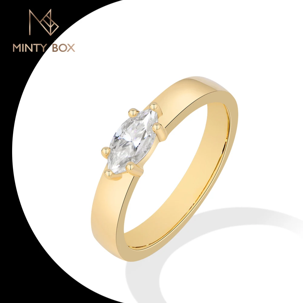 

MINTYBOX Luxury Jewelry 925 Sterling Silver Ring with Big Stone 0.5CT Marquise Cut Moissanite Ring for Women Wedding Birthday