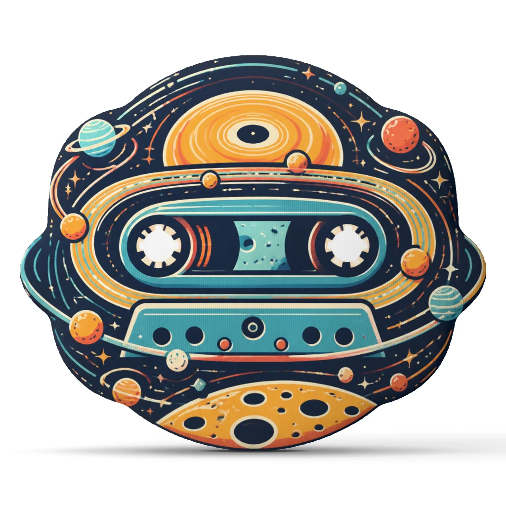 Retro Space Cassette Tape Shaped Throw Pillow Music Cushion Planetary Home Decor for Sofa Bedroom Gift for Tape Collectors