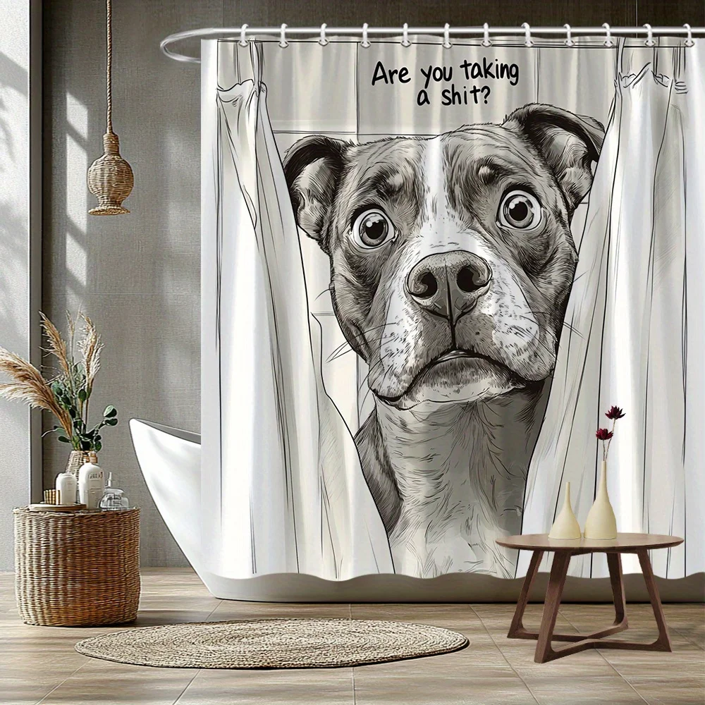 1pc Humorous Pit Bull Shower Curtain - 