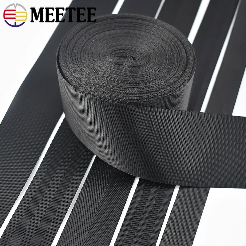 2/5Meters Nylon Black Webbing Tape 20/25/32/38/50mm Herringbone Pattern Backpack Strap Band DIY Belt Ribbons Sewing Accessories