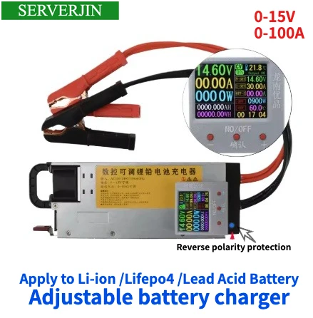 Chargeur au lithium réglable 12V 100A, 14.6V 100A lifepo4, 0-15v 0-100A, 3.65v,12.6v,14.6V,60a, 50a