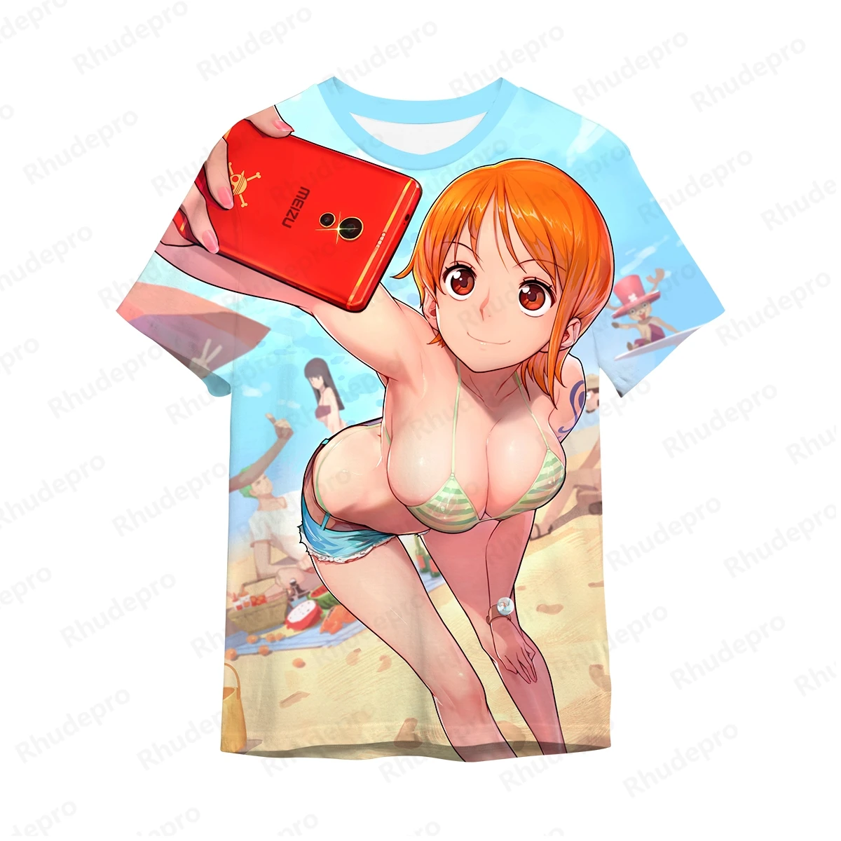 One Piece Monkey D Para hombre, Anime De Verano Luffy 3D Printing Role Play, Camisetas De Calle Para Mujeres Y niños, Unisex, Top Grande