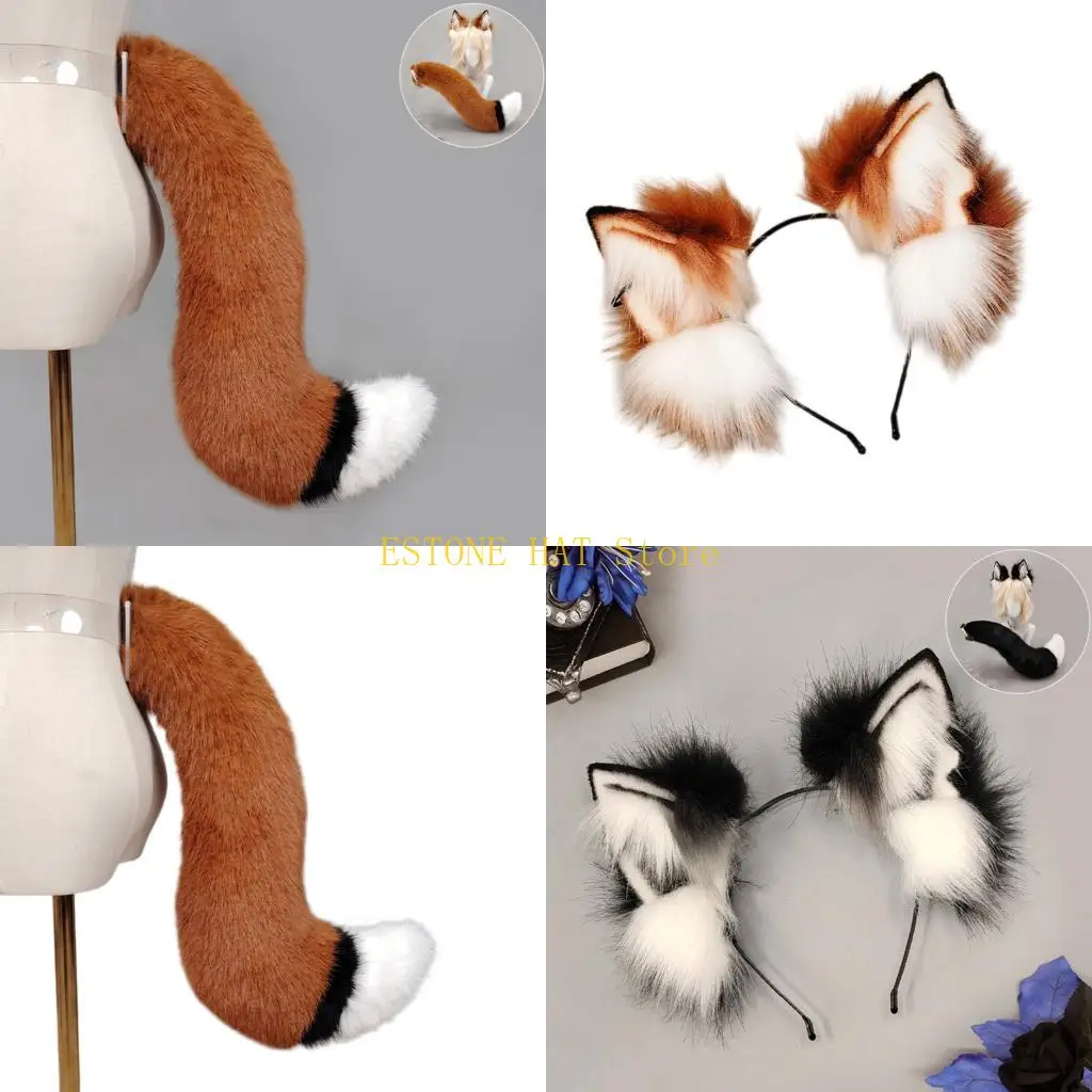 

49MF волчьи уши, кошки, лисы, хвост животного, костюмы для косплея, искусственный мех, заколка для волос, головной убор