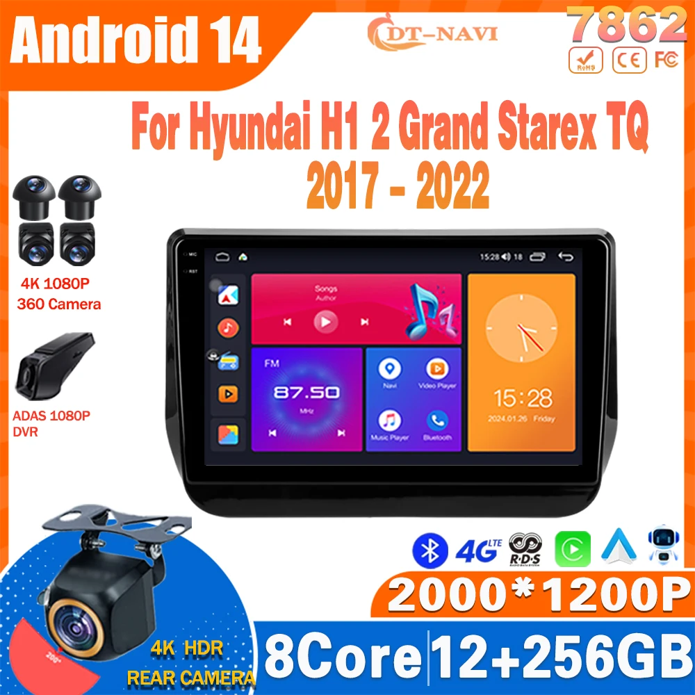 Android 14 Radio For Hyundai H1 2 Grand Starex TQ 2017 - 2022 Multimidia Video Player Navigation Carplay Stereo NO 2Din DVD 4G