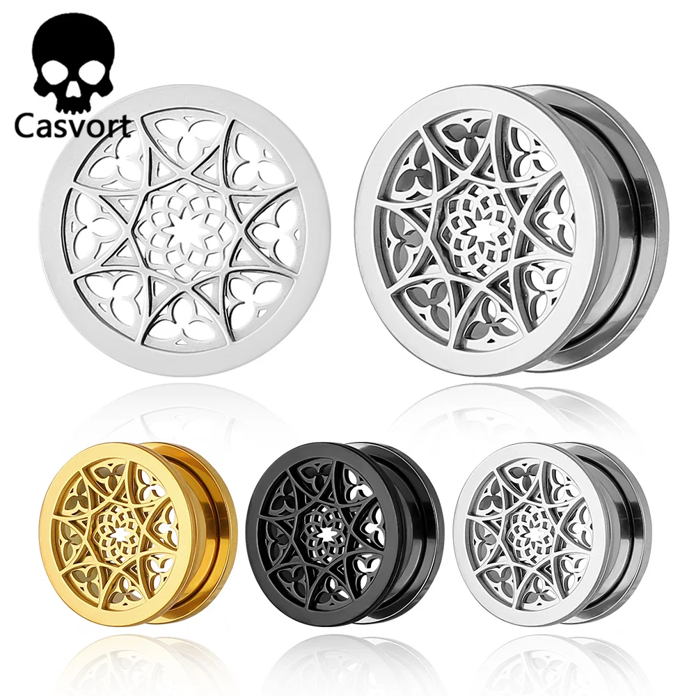 קסוורט 2 יח 'פרח 316 אוזן נירוסטה מאבחנים אלונקה תקעים אוזניים מנהרות פירסינג נשים עגילי תכשיטי גוף