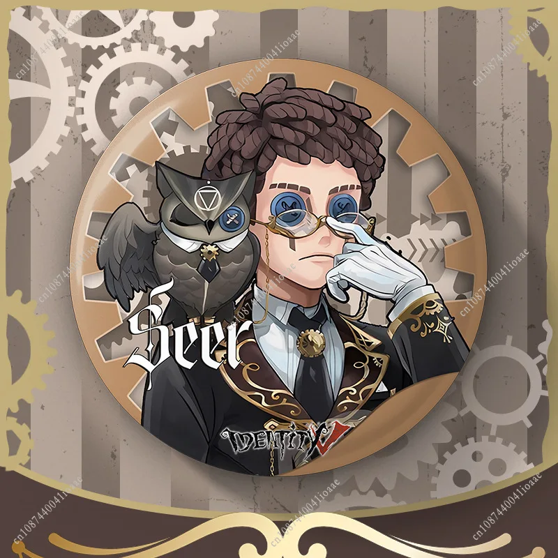 75MM 아이덴티티 V 게임 배지 어드벤처 스릴러 호러 만화 피규어 라운드 브로치 핀 백팩 의류 액세서리 게임 팬 선물