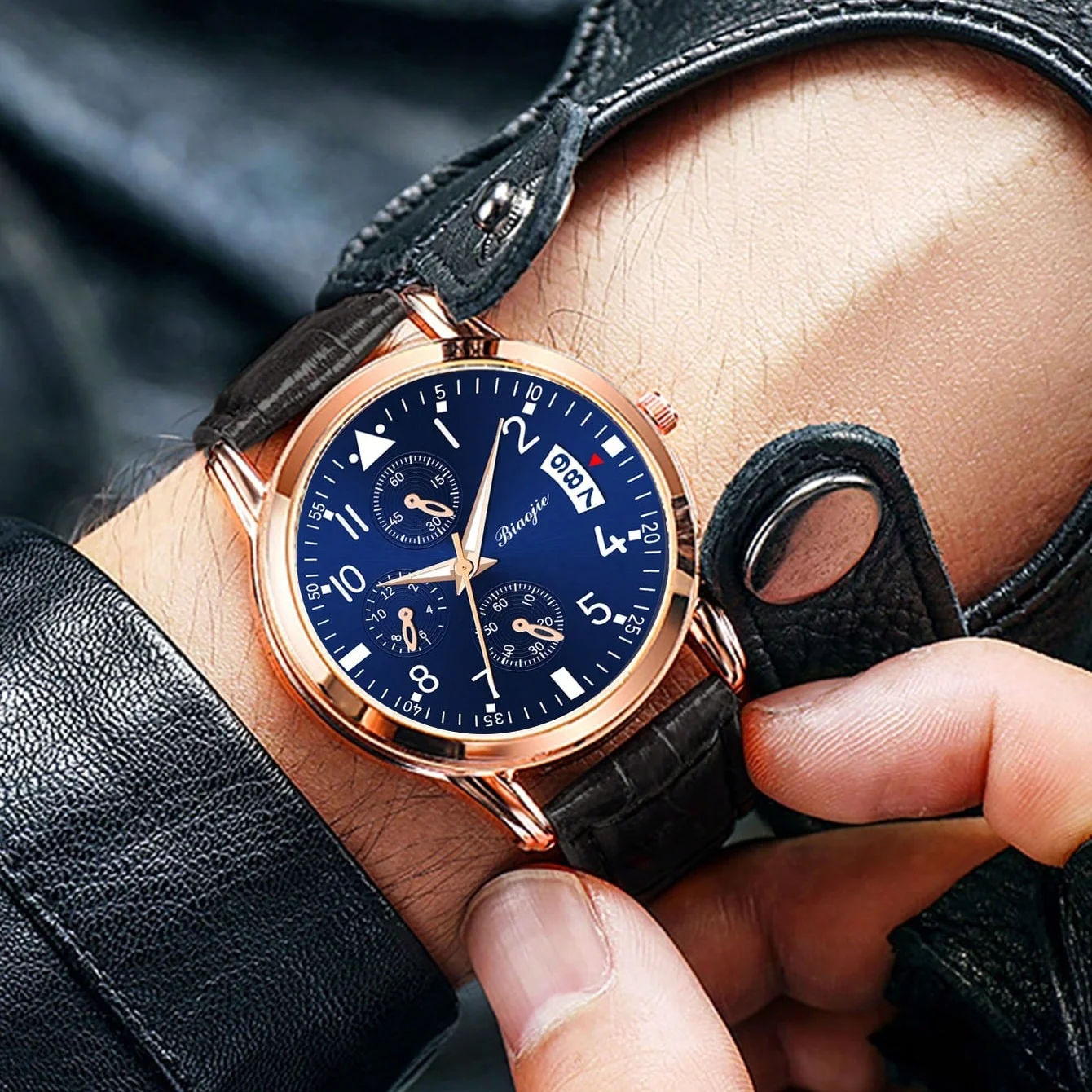 Men's Watch, Quartz Watch, Fashion Casual Watch, Elegant Leather Strap, Round Dial