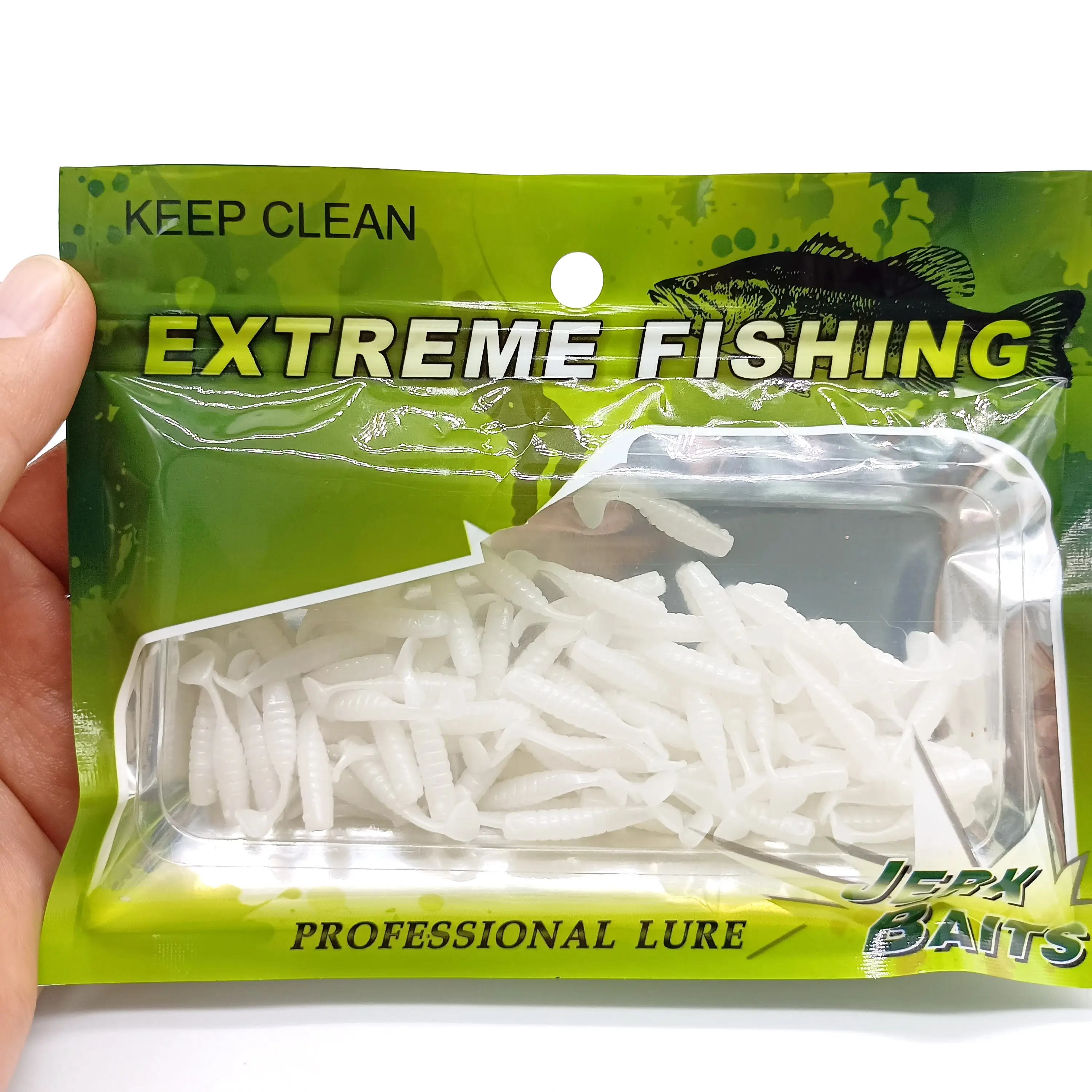 DUODUOYU 50 Stück Mini-T-Schwanz-weiche Angelköder, 0,2 g/25 mm, kleiner Fisch, künstlicher Köder, Jig, Wobbler, Bass, Hecht, Angelgerät – Detail 12