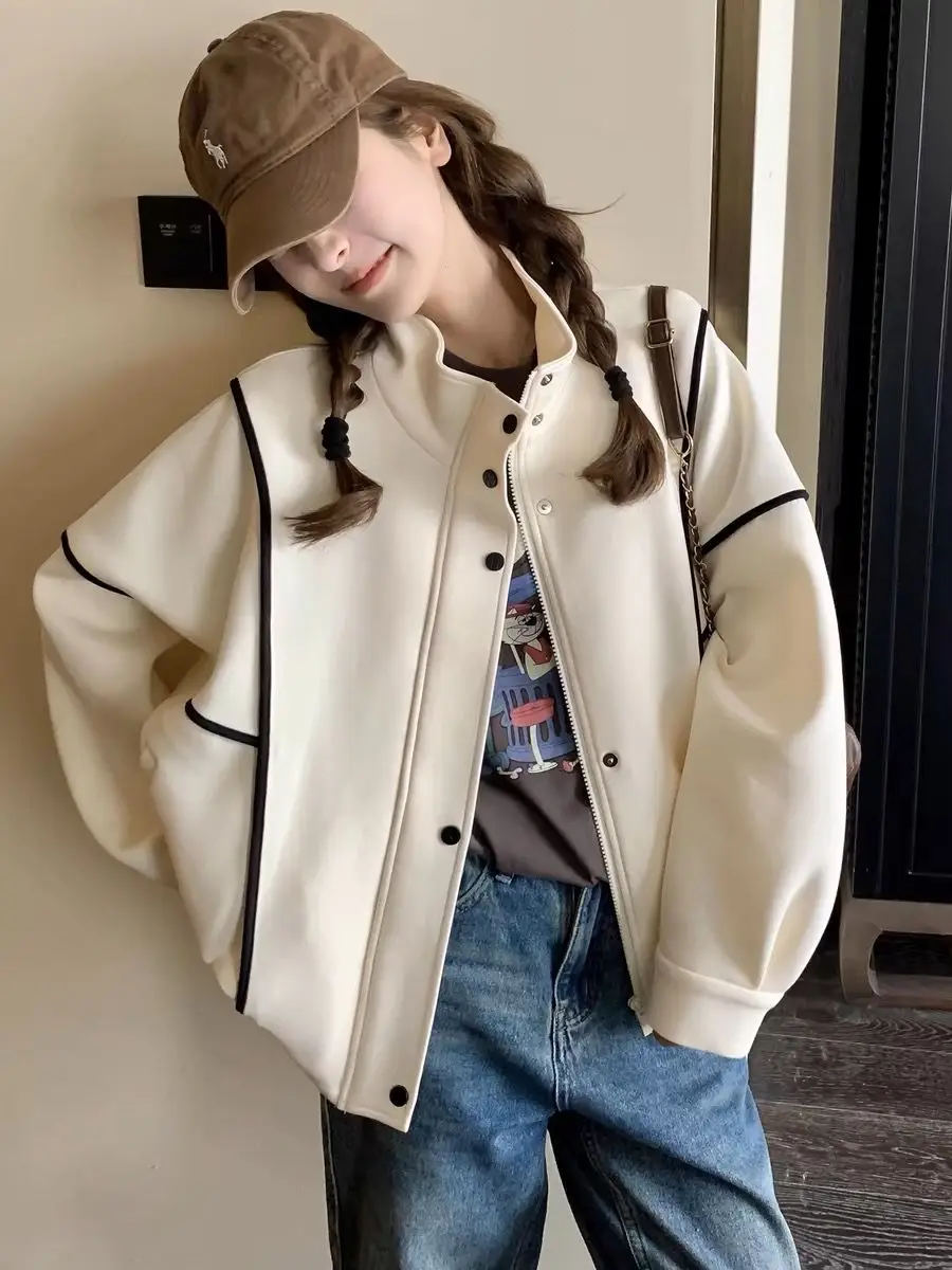 

Плюшевые куртки женские зимние с лацканами с надписью винного цвета кремово-белые клетчатые средней длины на каждый день изысканные