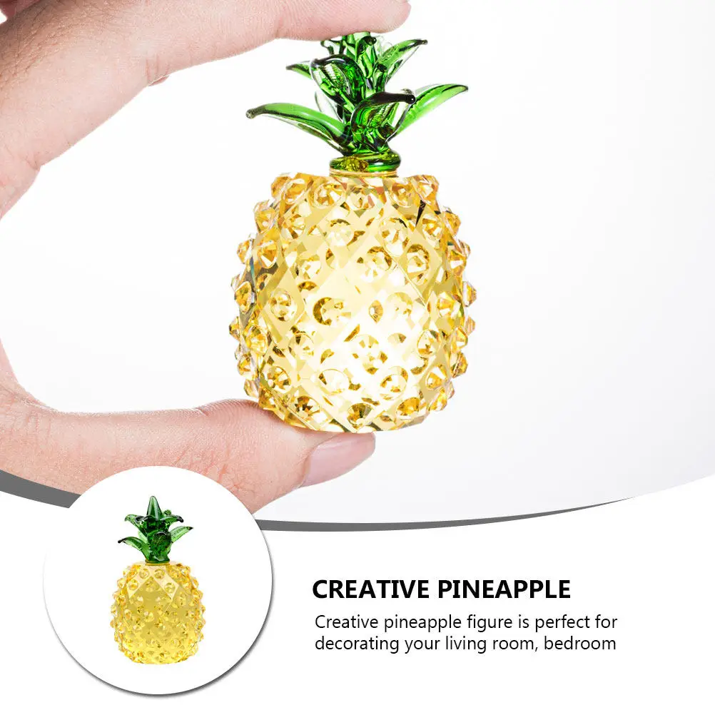 1Pcs Crystal Pineapple Sculpture Handmade Crystal Paperweight Decorative Pineapple Adornment for Living Room Office Desktop
