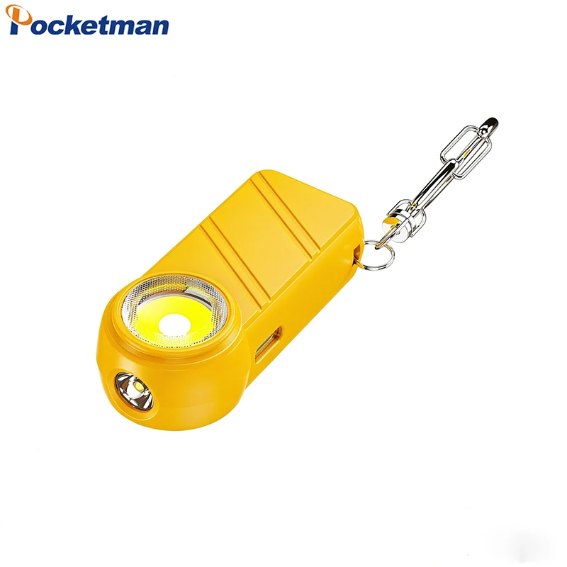 Mini COB Keychain Flashlight USB Rechargeable Portable Pocket Torch Small Key Ring Light for Camping Emergency Night Walking
