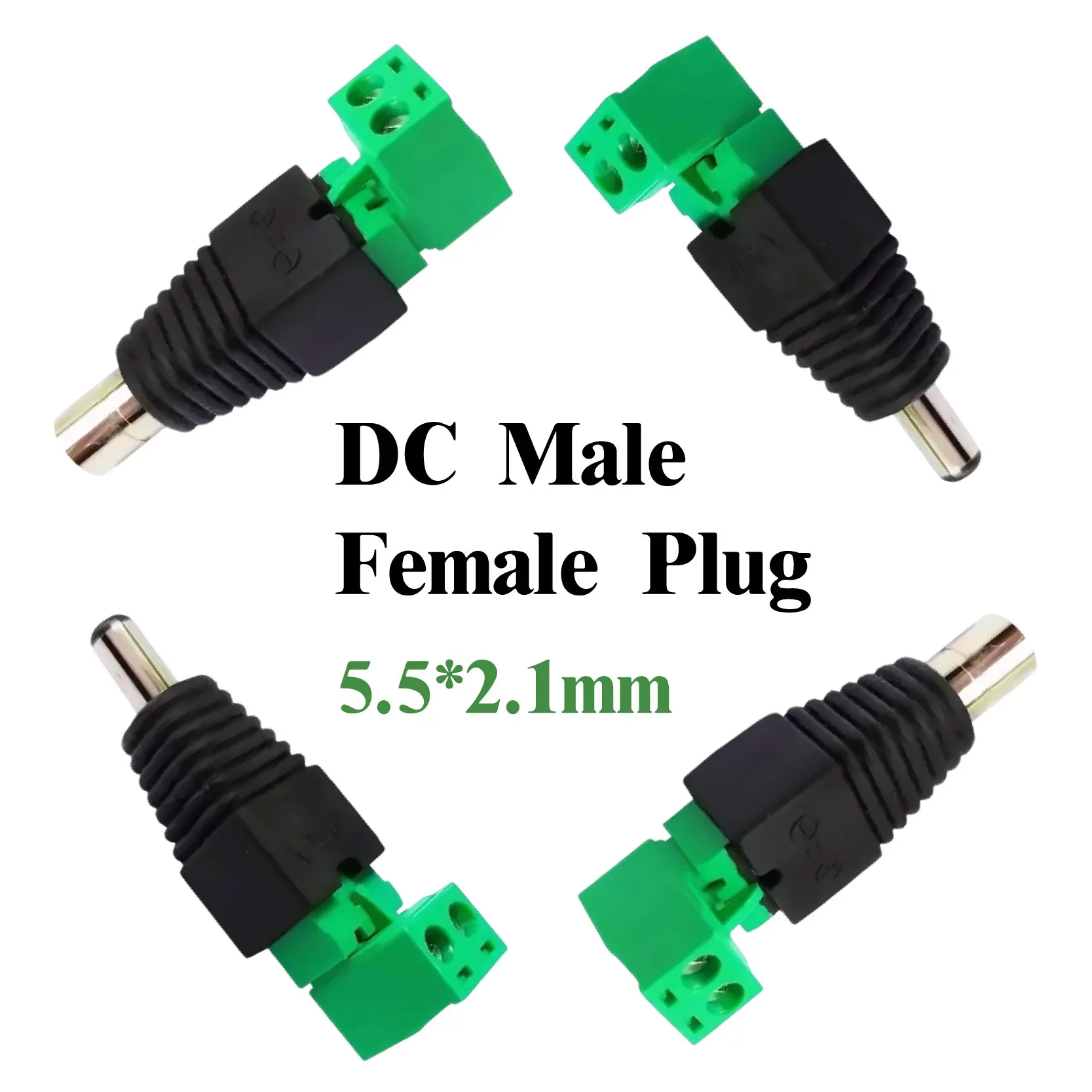 

5/20Pcs Screw Fastening Type DC Male Female Power Plug 5.5 * 2.1mm Camera Monitoring 12V Weak Current Connector