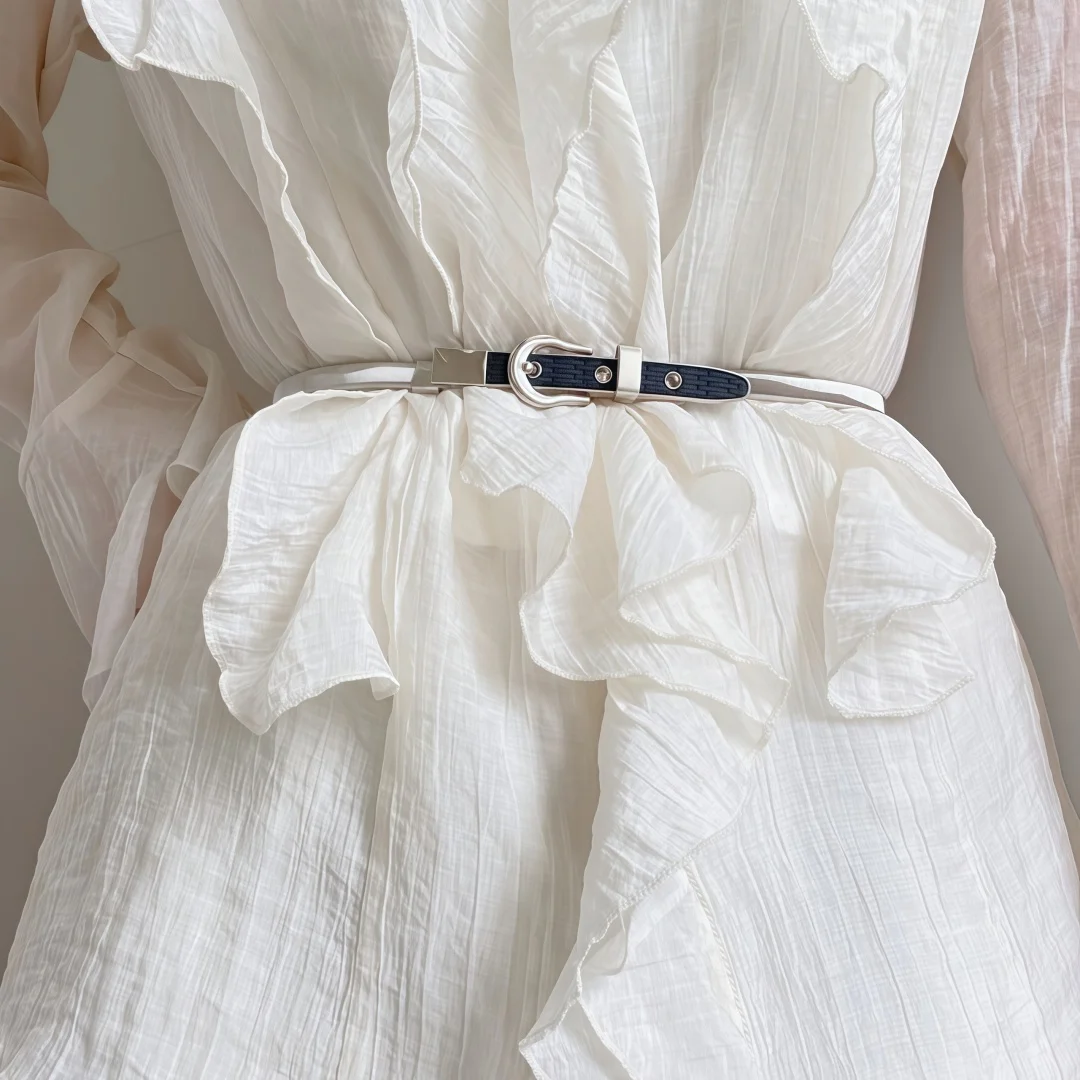 High End Elastic Metal Waist Belt For Women Minimalist Y2K Style Slim Decorative Belt Versatile Accessory For Dresses And Jeans
